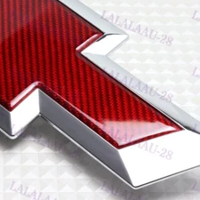 For 15-17 Chevy COLORADO Front Grille & Tailgate Bowtie  Red Carbon Fiber Emblem