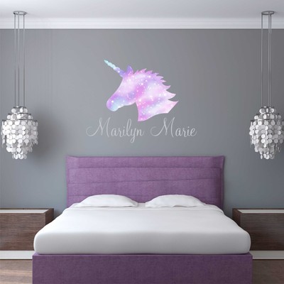 Custom Name Vinyl Decal With Galaxy Unicorn Head Wall Sticker Ebay