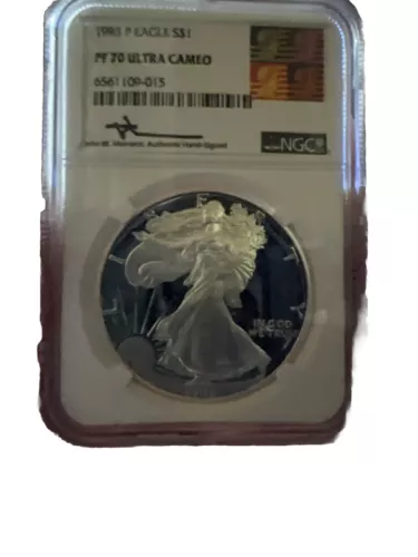 1993 P PROOF SILVER EAGLE NGC PF70 ULTRA CAMEO JOHN MERCANTI SIGNED ART LABEL!