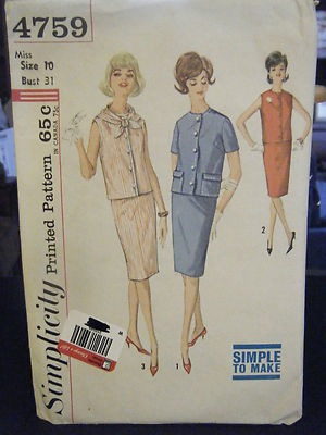 Simplicity 4759 Misses 2-Piece Dress & Scarf Pattern - Size 10 Bust 31
