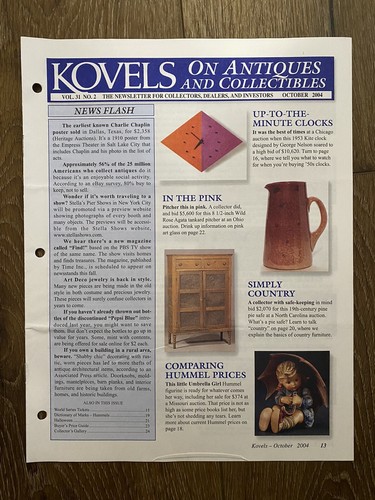 Vintage Kovels On Antiques Collectibles Newsletter October 2004 Vol. 31 No. 2