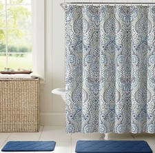 Floral Paisley Boho Shower Curtain: Vintage Small Print Design Distressed Style