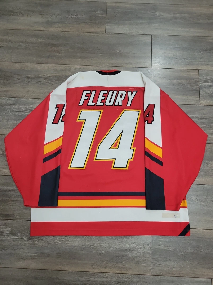 VINTAGE AUTHENTIC THEO FLEURY CALGARY FLAMES HOCKEY JERSEY CCM XL
