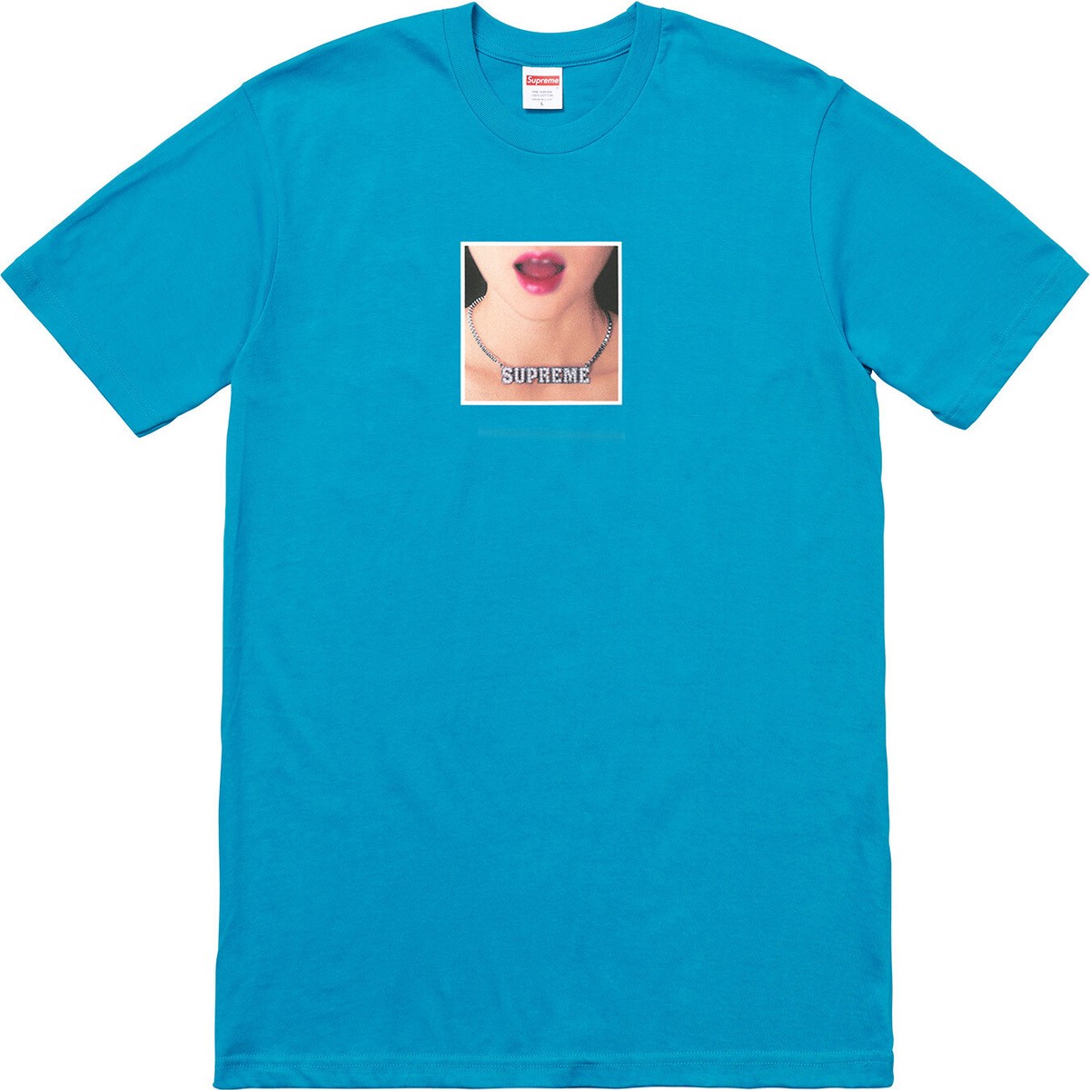 Supreme Necklace Tee Cyan/Heather Grey/Navy/White SS18 (SS18T25 