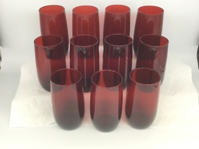 Anchor Hocking, Roly Poly - Royal Ruby Iced Tea Tumbler Glasses, Set of 11
