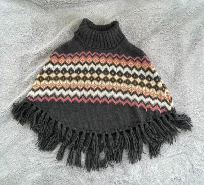 H&M Girls Dark GrayKnit Turtleneck Poncho Size: 8-12