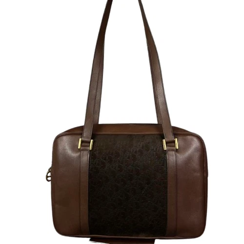 Sac bandoulière trotteur cuir marron doré Christian Dior quincaillerie