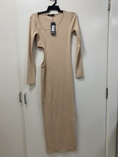💖NASTY GAL Women Size 4 /BEIGE /SEXY  LONG Dress / New with tags / RRP $95