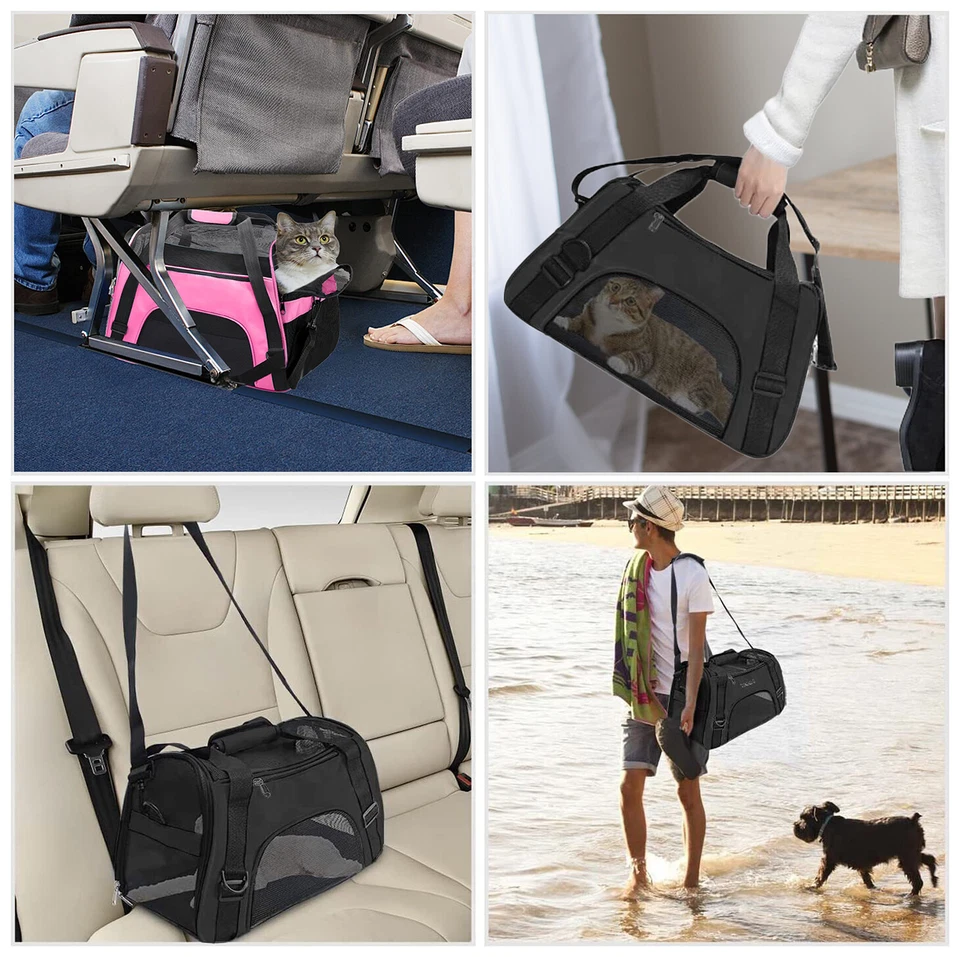 Hundetasche Hundebox mit Meshfenster, Katzentransportbox mit Kissen Multi-Style - Bild 2 von 4