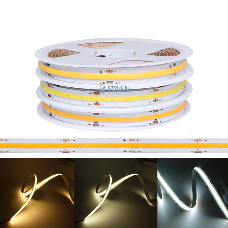 Flexible COB LED strip light DC12V 24V FOB High Density Dimmable Tape white