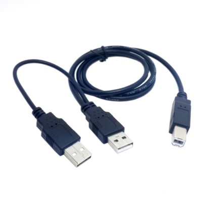 10pcs USB 2.0 mobile hard disk three head data cable B-type cable dual USB