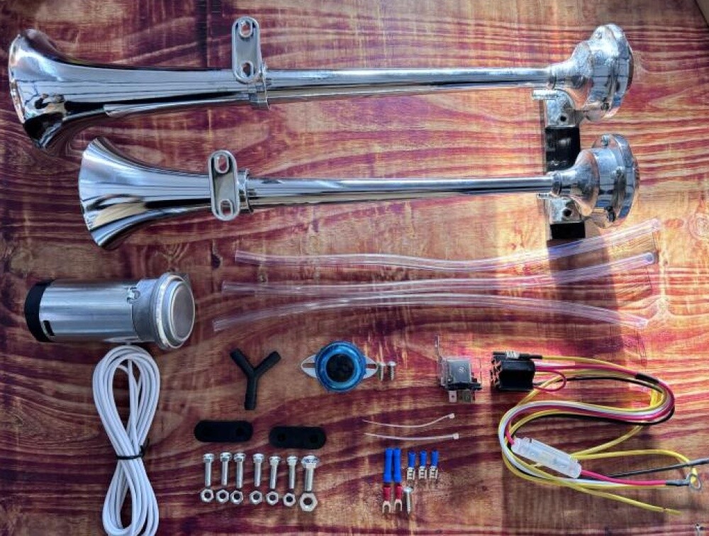 600DB 12V Fanfare Hupe Druckluft Horn Nebelhorn Chrom Mit