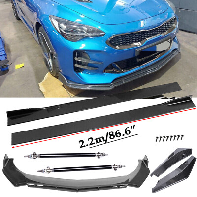For Kia Stinger Fiber Front Bumper Lip Splitters Side Skirt+Strut Rod