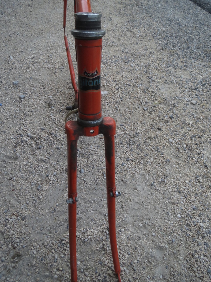 Ancien cadre de vélo acier vintage orange Gitane 80s french antique bike frame e