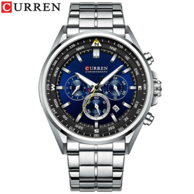 CURREN Herrenuhren Luxus Marke Stahl Chronograph Armbanduhr Herren Business Uhr