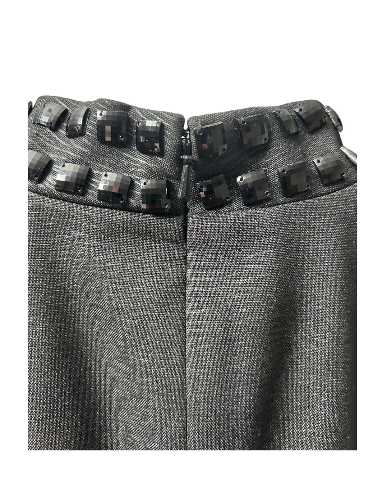 Abito tubino Michael Kors 2 nero testurizzato collo perline senza maniche cocktail party