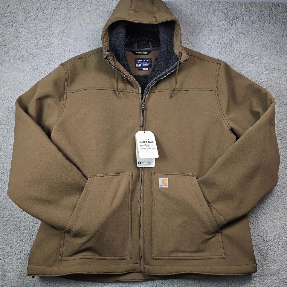 Chaqueta Sherpa Carhartt CAPUCHA PARA HOMBRES 2XL ALTA Marrón EXTERIOR PESO MEDIO LLUVIA NUEVA CON ETIQUETAS Foto 4 de 4