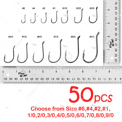 50pcs Fishing J Octopus Hook #6 #4 #2 #1 1/0 2/0 3/0 4/0 5/0 6/0 7/0 8/0 9/0 lot