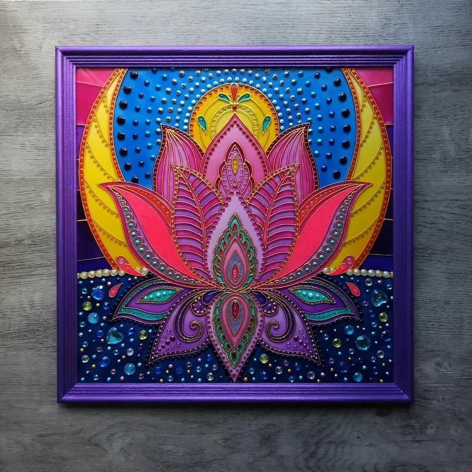 Lotus flower home wall decor Mystical mandala art Spiritual gift