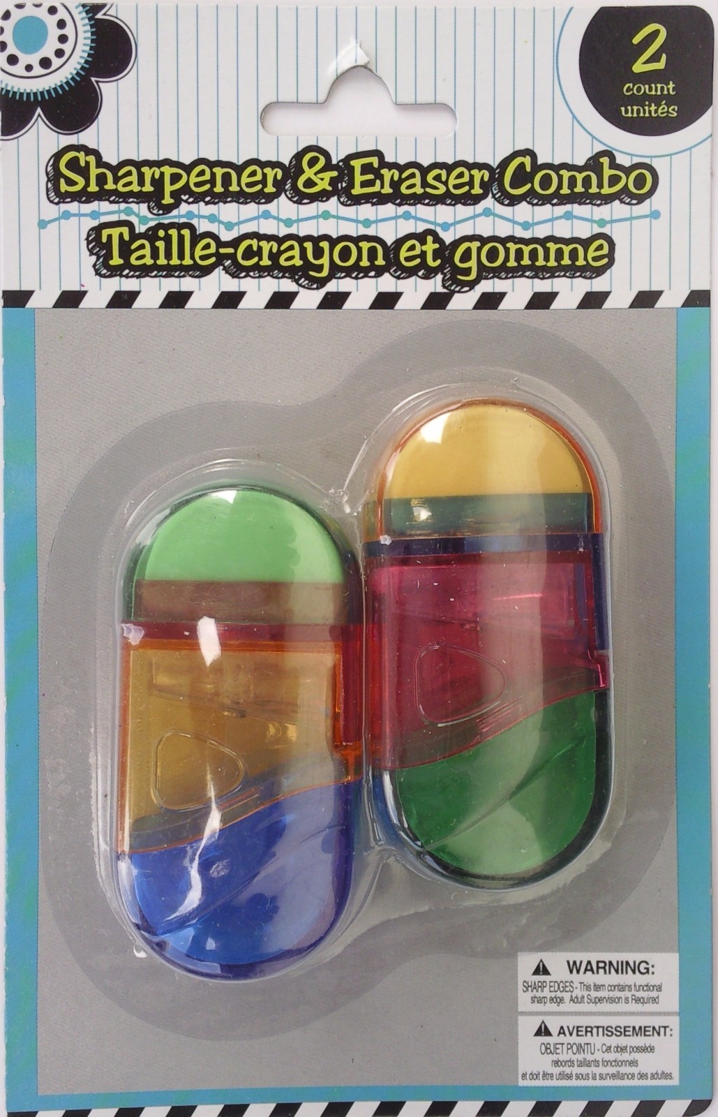 Sharpener & Eraser Combo 2 Sharpeners Erasers/pk
