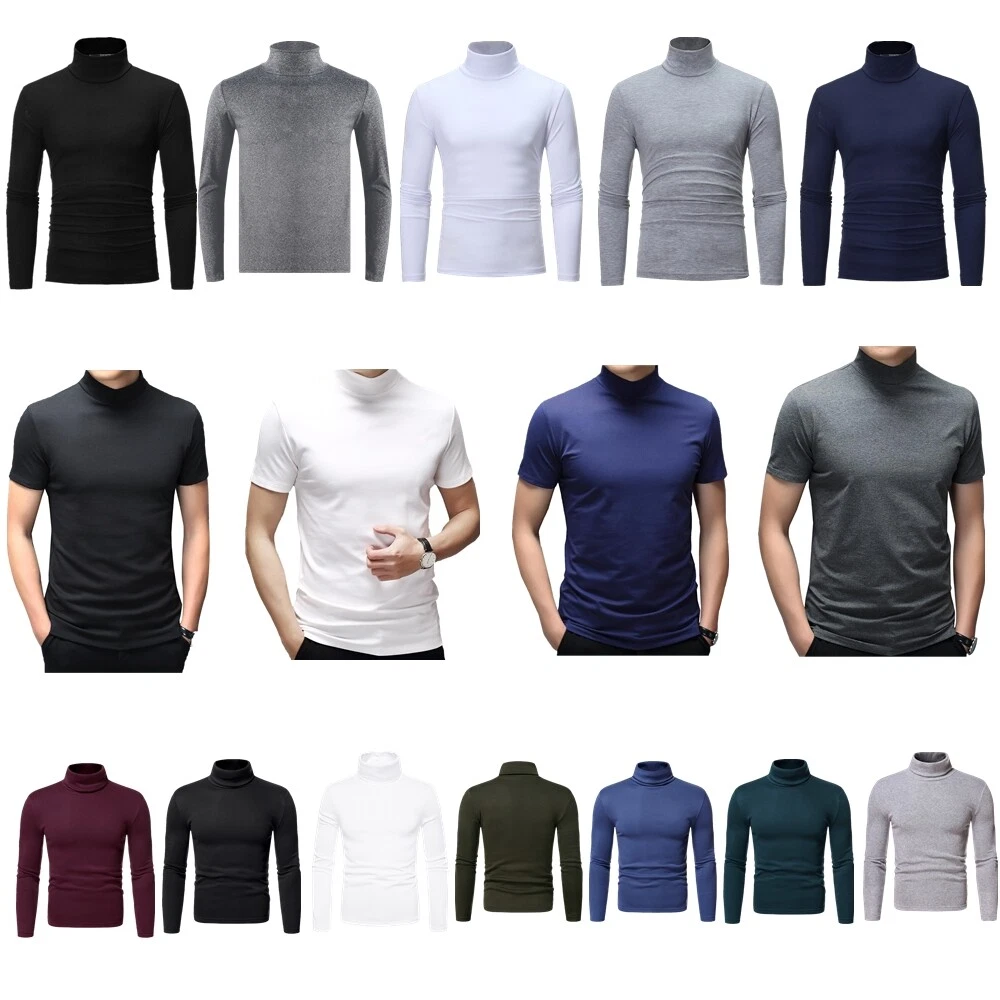 Haut Thermique Homme Chaud Pull à Manches Longues Hiver T-Shirt Top Col  Roulé