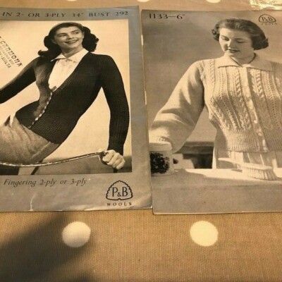 2 Vintage P und B Strickmuster Strickjacke und Bettjacke