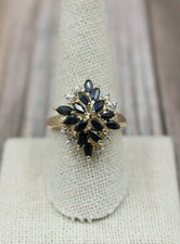  925 China .42ct Navy Blue Spinel Ring Size 9.75