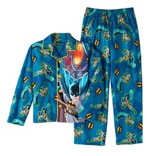 Batman 2 PC Long Sleeve Button Down Pajama Set Boy Size S 6/7