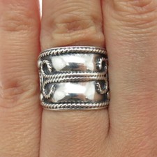 925 Sterling Silver Vintage Mexico Swirl Roped Oxidized Ring Size 6.5