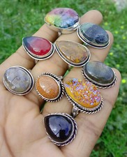 Quartz & Mix Gemstone Rings 925 Sterling Silver Plated  Wholesale Rings Lot Gift