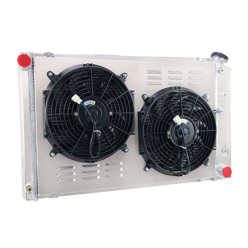 4 ROW Radiator+Shroud Fan for 1975-1979 Chevy Nova 70-81 Chevy Camaro - Imagem 3 de 4