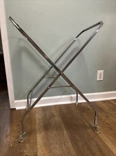 Vintage Cosco Rolling Metal Laundry Cart Frame Hamper Collapsible Wheels I Unit