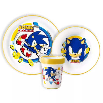 Sonic The Hedgehog Geschirr Set Junge Kindergarten Teller Rutschfest 260ml