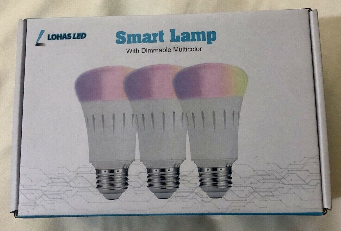 3x RGB LED Smart Bulb Dimmable Light Bulb, Wi-Fi Compatible 