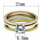 Engagement ring set 1 carat stainless steel rose gold wedding bands 2 pieces 620