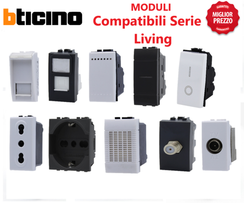 SERIE BTICINO FRUTTI LIVING LIGHT - INTERN. COMPATIBILE PRESA INTERRUTORE USB - Imagen 3 de 57