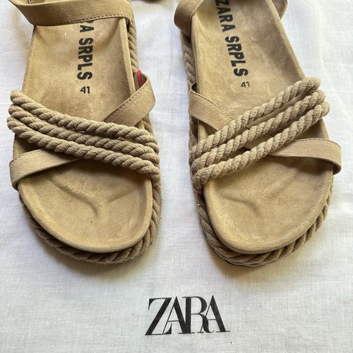 New Zara $169 Leather Lace Up Rope Sandals LC-P B SRPLS 1930/510 Size 10 - Picture 2 of 8