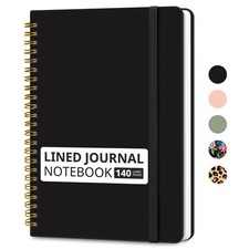 Lined Spiral Journal Notebook for Women  Men, 140 Pages, College Ruled Hardc...