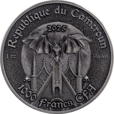 2025 Cameroon The Raven Creatures of Nocturne 1 oz Antique finish