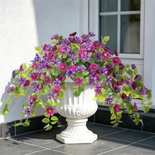 Fake Artificial Flowers Hanging for Outdoors Decor, 2 Bundles UV