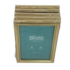 LaVie Home 4x6 Gold Picture Frame Set of 5  Wall or Table Display