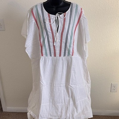 NWT Knox Rose White Boho Embroidered Dress 2X