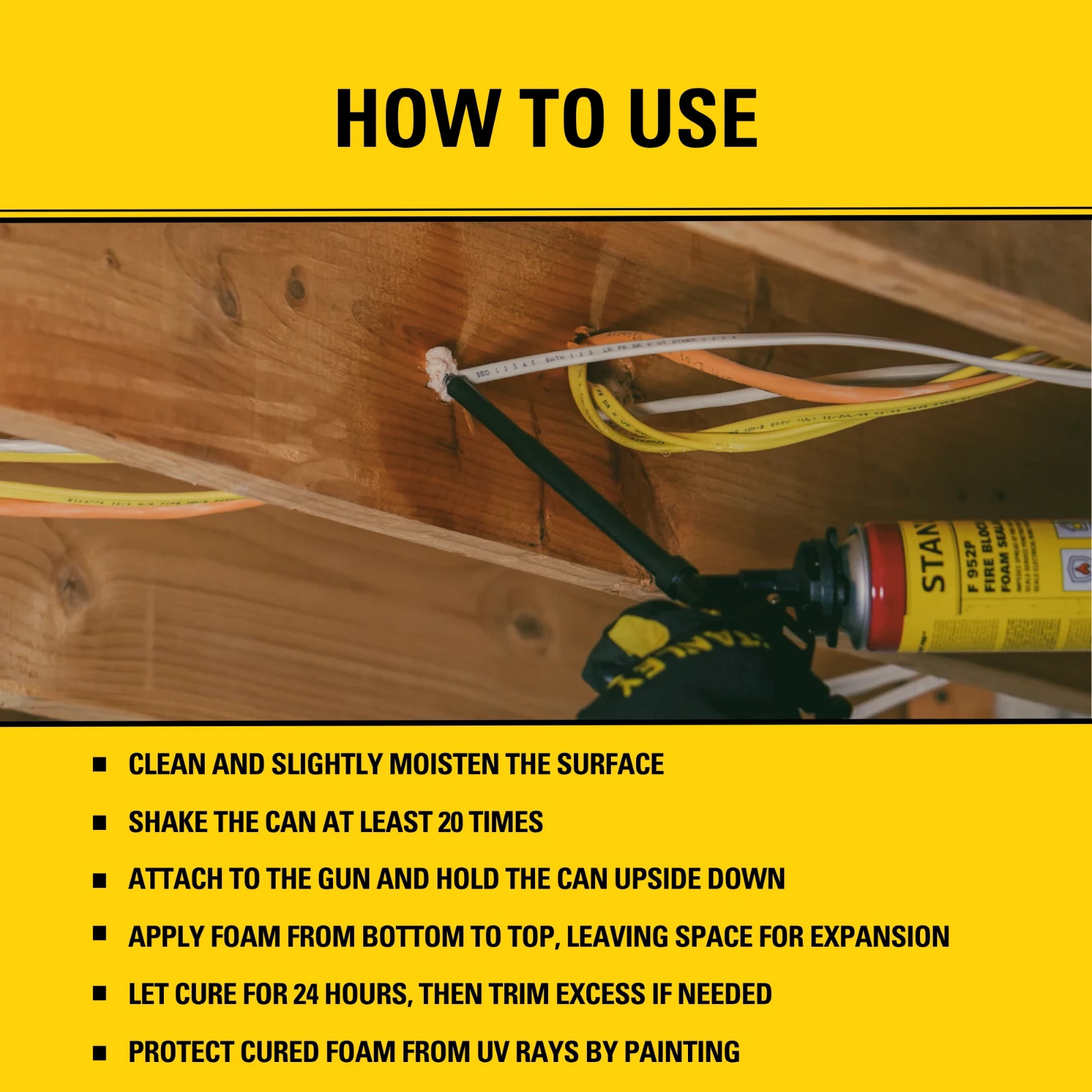 Stanley F952P Orange Fire-Rated Sealant Foam 24oz, 12 Pack-Pro Use,Gun Not Incl.