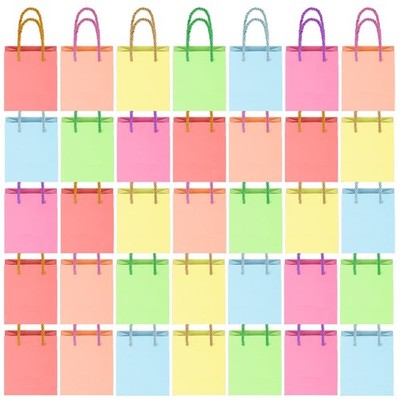 60 Pcs Mini Gift Bags with Handles Bulk Pastel Tiny Gift Bags Paper Assorted ...
