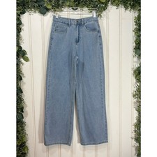 Wide Leg Jeans Casual High Waist Denim Preppy Relaxed Women SMALL