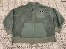 Reebok Women's Sage Green Full Zip Fleece Sherpa Teddy Cozy Warm Jacket Sz Xl