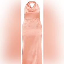 PrettyLittleThing Plus Peach Blush Satin Cowl Neck Maxi Dress Size 18 NWT