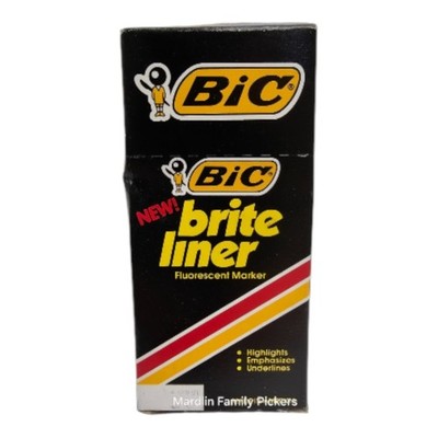 NOS Vintage 1984 BIC Brite Liner Blue Fluorescent Marker Pens 1 Dozen BL11