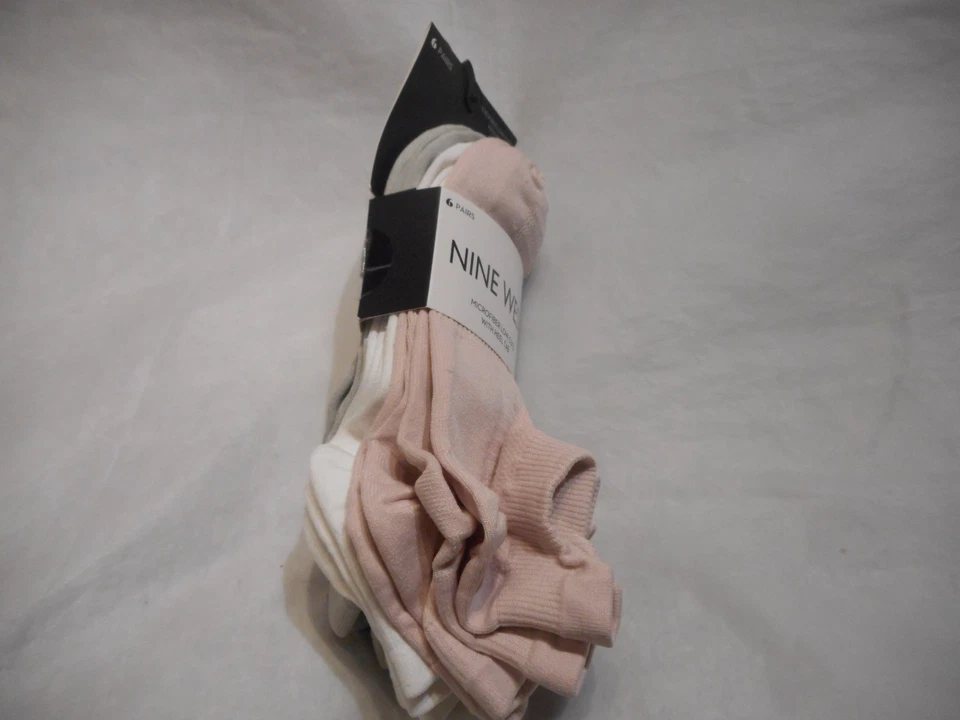 Meias femininas Nine West 6 pares multicoloridas corte baixo tamanho 5-10 - Imagem 3 de 4