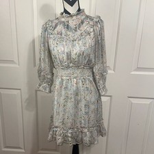 Walter Baker Betsy Smocked Waist Floral Ruffle Long-Sleeve Dress